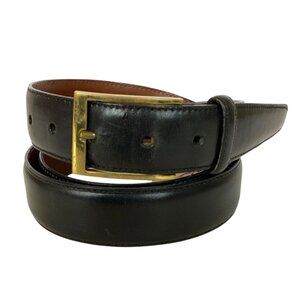 Johnston & Murphy Mens Leather Belt Black Aniline Kipskin Brass Buckle Size 40